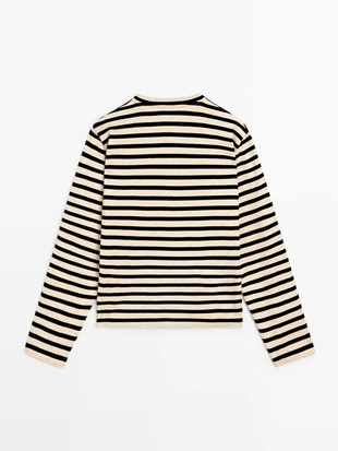 Оверсайз футболка из хлопкового микса в полоску- Заказать в России