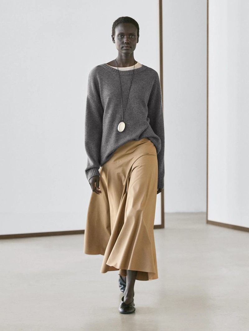 Юбка миди с оборкой на поясе