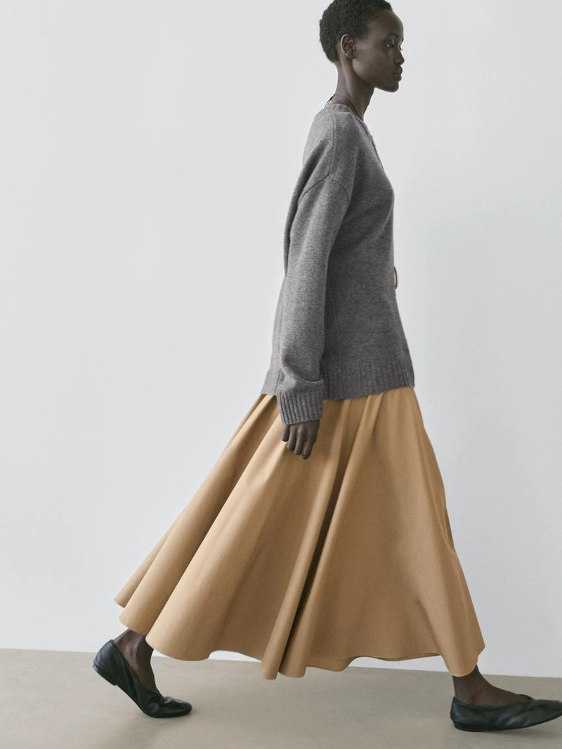 Юбка миди с оборкой на поясе