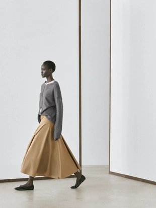 Юбка миди с оборкой на поясе- Заказать в России