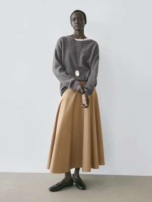 Юбка миди с оборкой на поясе- Заказать в России