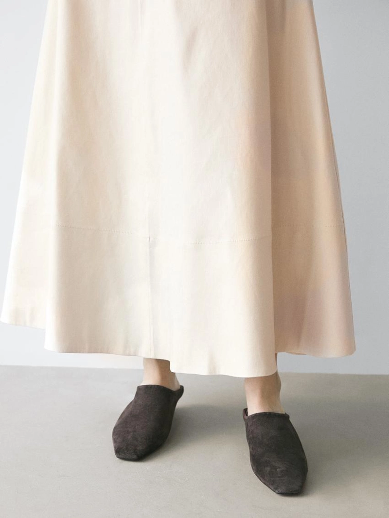 Юбка-солнце из микса льна с карманами