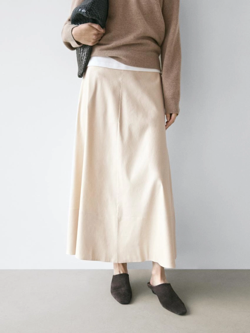 Юбка-солнце из микса льна с карманами