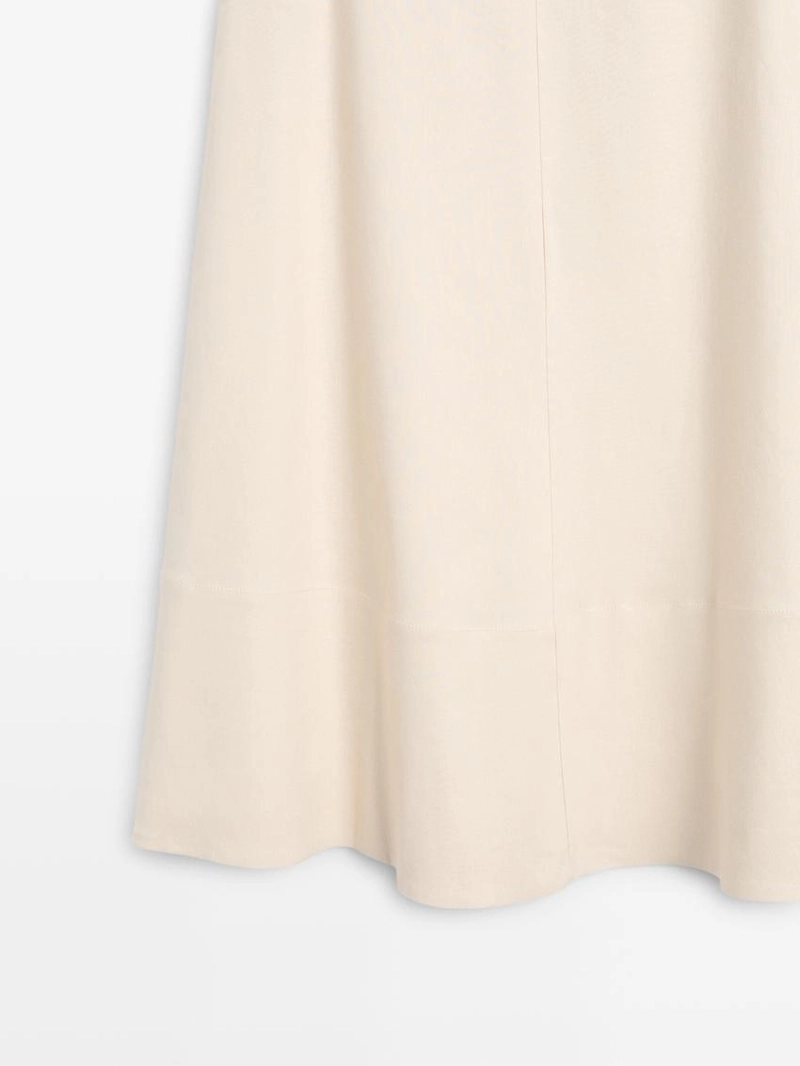 Юбка-солнце из микса льна с карманами