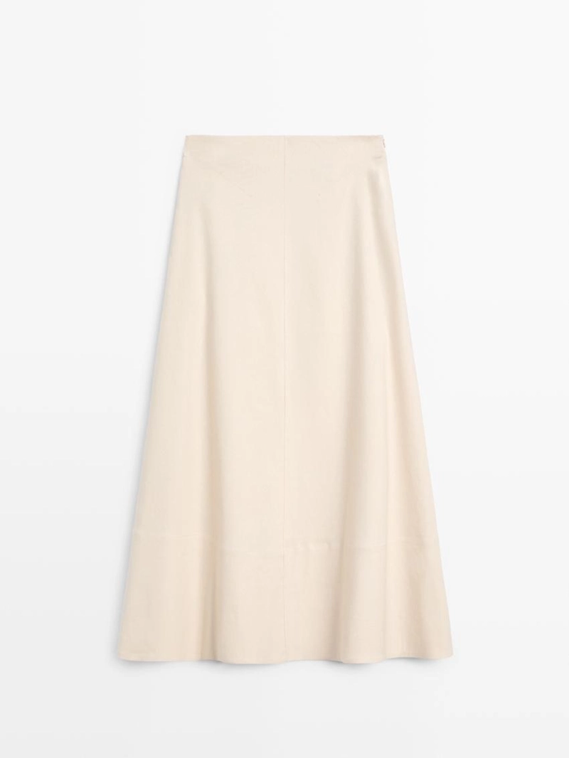 Юбка-солнце из микса льна с карманами