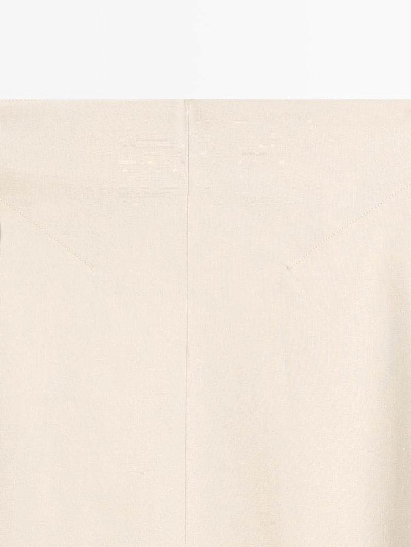 Юбка-солнце из микса льна с карманами