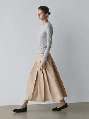 Юбка миди с боковыми складками- Заказать в России