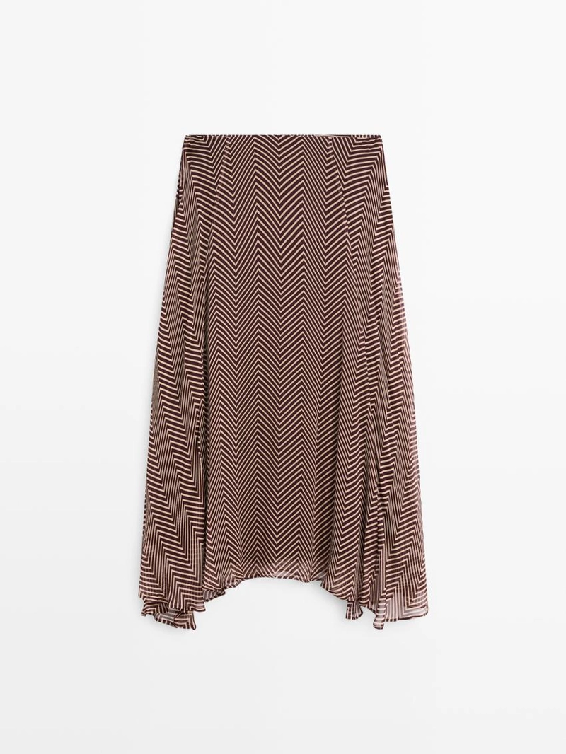 Юбка-миди с геометрическим принтом и расклешенной юбкой