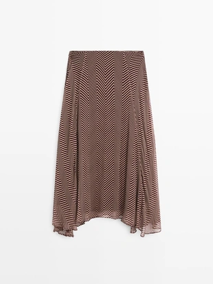 Юбка-миди с геометрическим принтом и расклешенной юбкой- Заказать в России