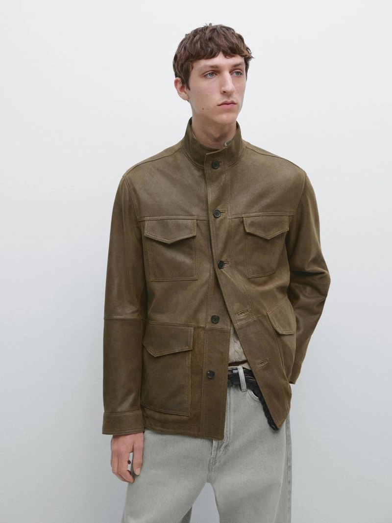 Куртка из кожи козы с эффектом потертостей