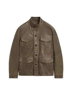 Куртка из кожи козы с эффектом потертостей- Заказать в России