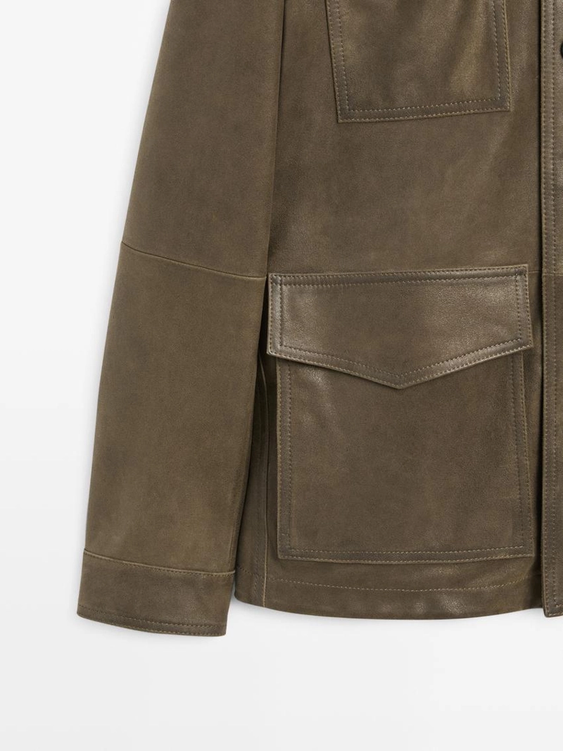 Куртка из кожи козы с эффектом потертостей