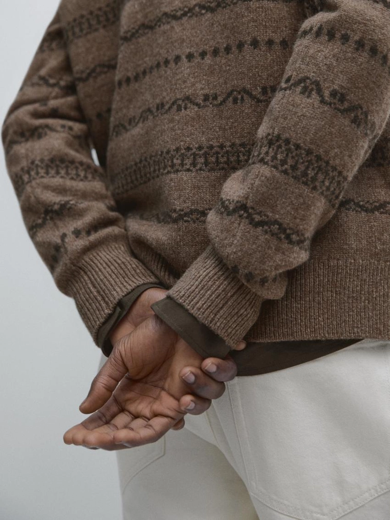 Джемпер из жаккардового вязаного полотна из шерстяной смеси