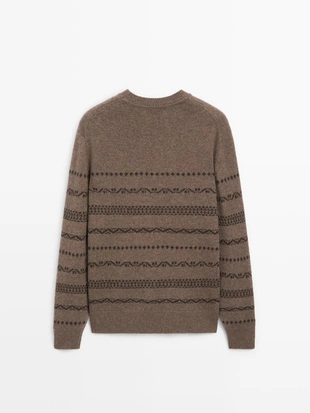 Джемпер из жаккардового вязаного полотна из шерстяной смеси- Заказать в России