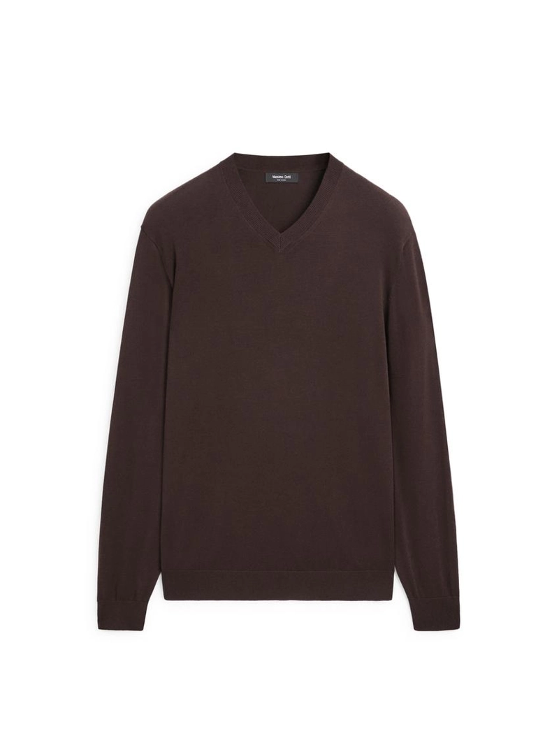 Вязаный свитер с v-образным вырезом из хлопкового микса