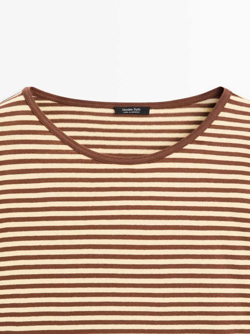 Полосатая футболка из хлопка с длинным рукавом