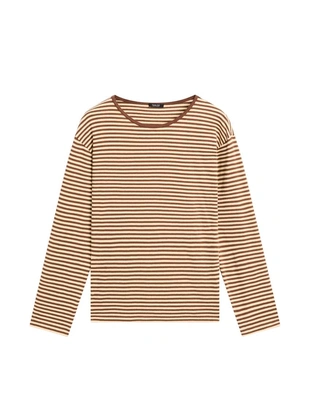 Полосатая футболка из хлопка с длинным рукавом- Заказать в России