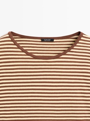 Полосатая футболка из хлопка с длинным рукавом- Заказать в России