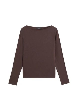 Футболка с лодочным вырезом из 100% хлопка- Заказать в России