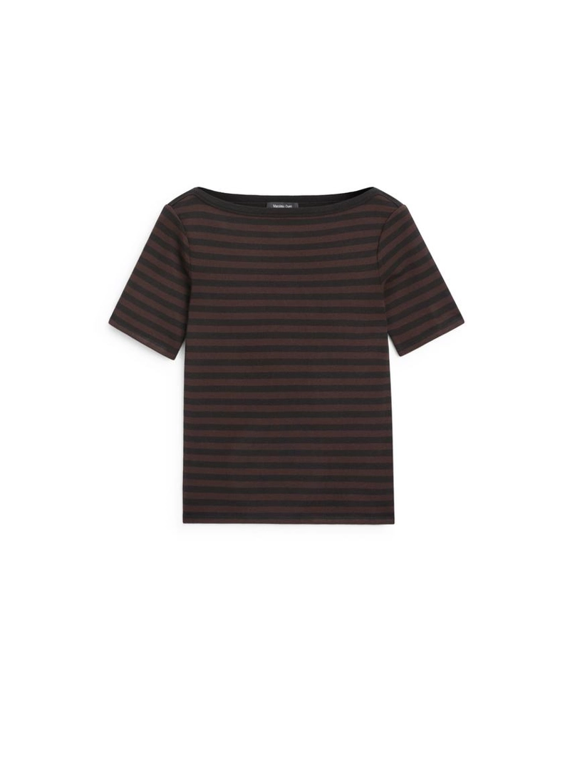 Футболка с короткими рукавами и лодочным вырезом в полоску