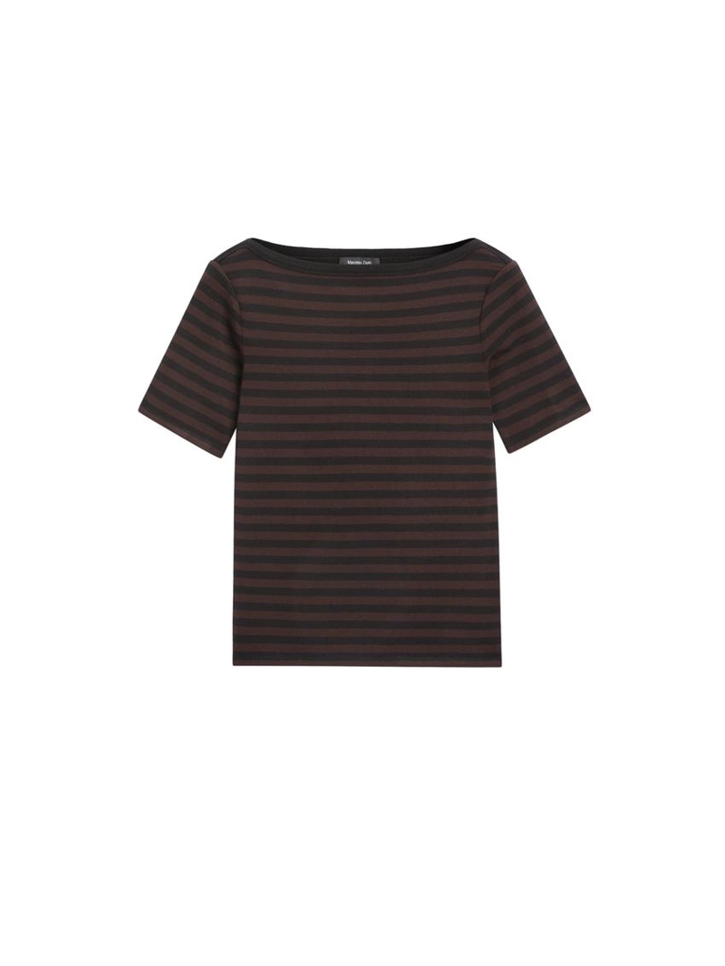 Футболка с короткими рукавами и лодочным вырезом в полоску