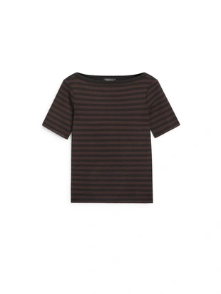 Футболка с короткими рукавами и лодочным вырезом в полоску- Заказать в России