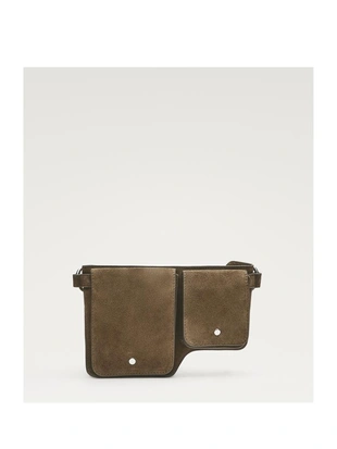 Поясная сумка из натуральной и спилковой кожи с двумя отделениями- Заказать в России