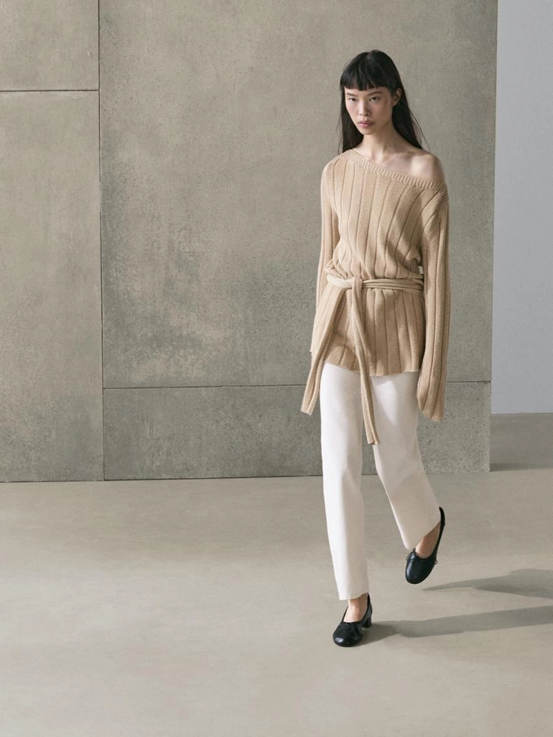 Джемпер с лодочным вырезом из смесового хлопка