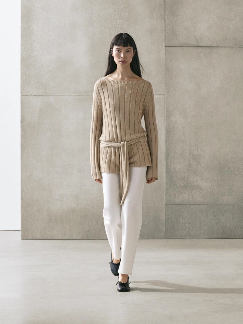 Джемпер с лодочным вырезом из смесового хлопка