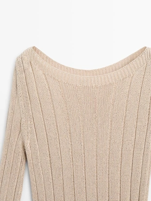 Джемпер с лодочным вырезом из смесового хлопка- Заказать в России