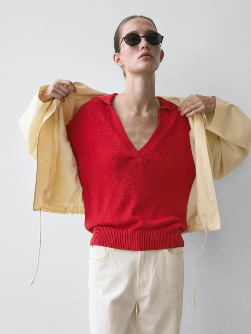 Джемпер поло из вязаного полотна