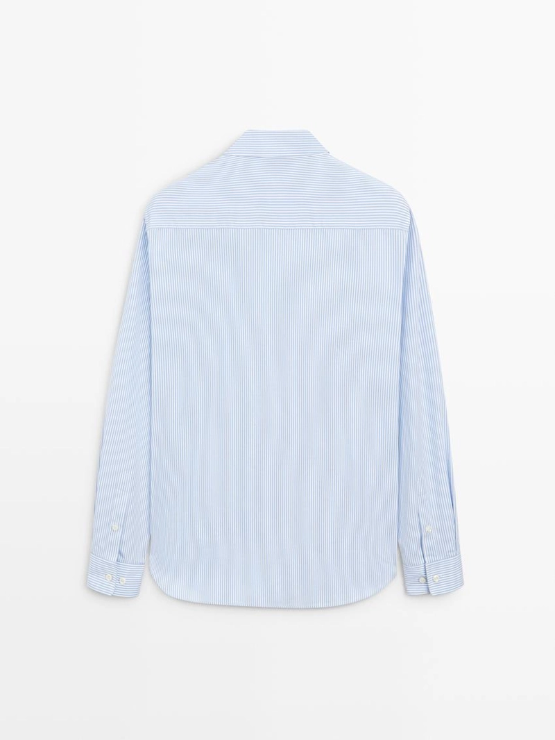 Рубашка полосатая из 100% хлопка с регулярным силуэтом