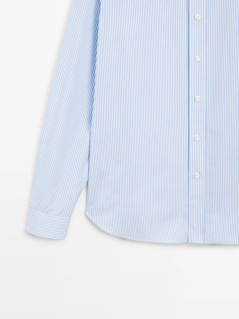 Рубашка полосатая из 100% хлопка с регулярным силуэтом