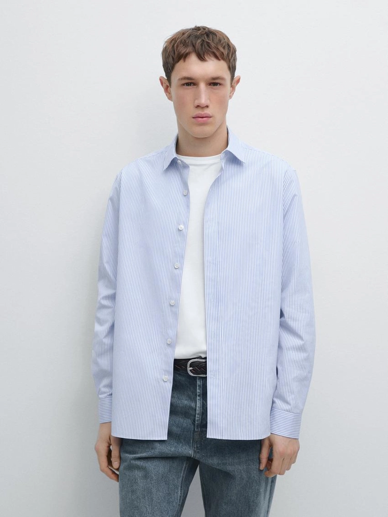 Рубашка полосатая из 100% хлопка с регулярным силуэтом