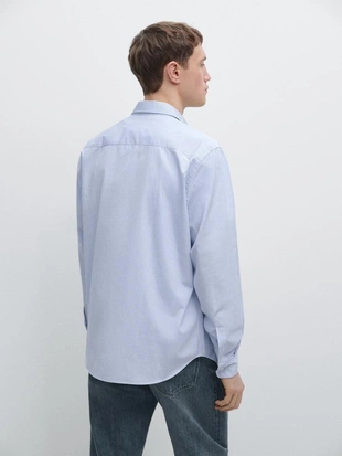 Рубашка полосатая из 100% хлопка с регулярным силуэтом- Заказать в России