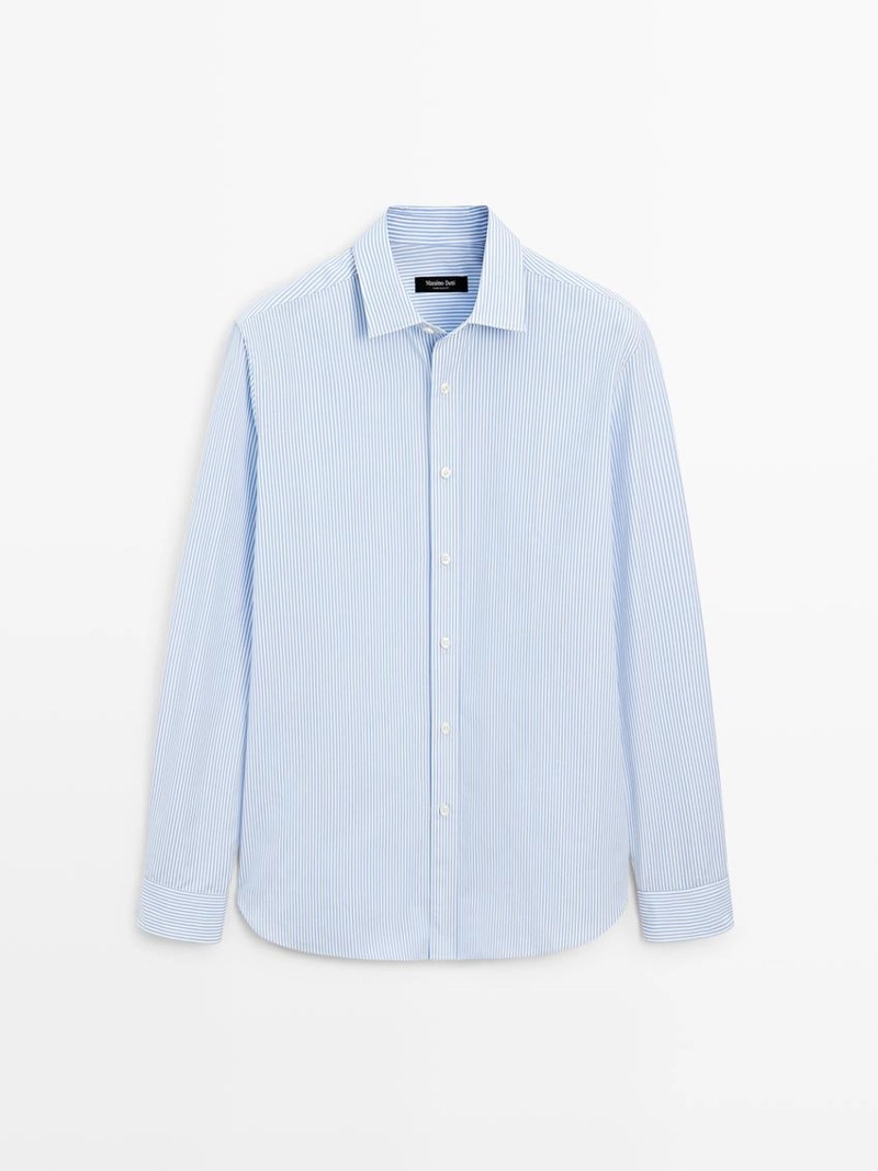Рубашка полосатая из 100% хлопка с регулярным силуэтом