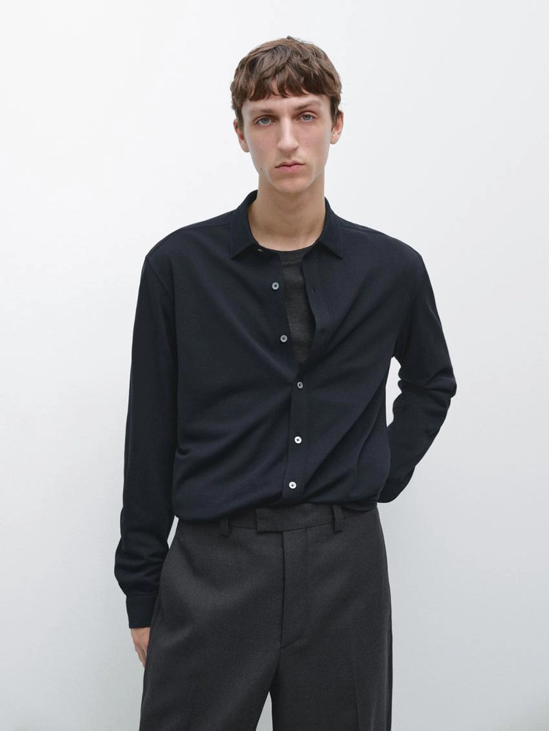 Рубашка среднего покроя с меланжевым узором