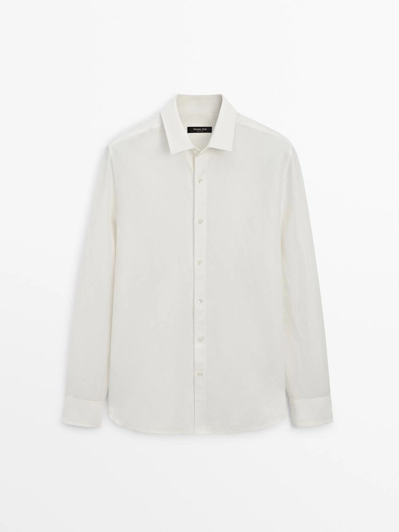 Рубашка из льняной смесовой ткани с регулярным кроем