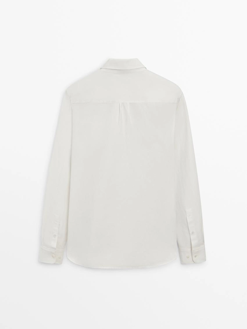 Рубашка из льняной смесовой ткани с регулярным кроем