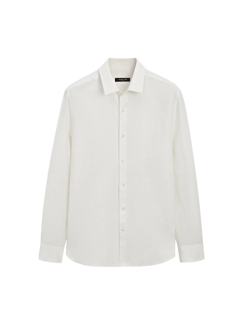 Рубашка из льняной смесовой ткани с регулярным кроем