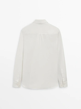 Рубашка из льняной смесовой ткани с регулярным кроем- Заказать в России