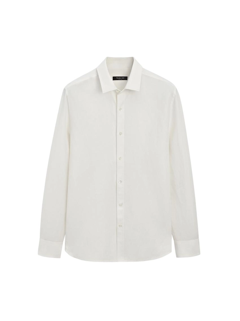 Рубашка из льняной смесовой ткани с регулярным кроем