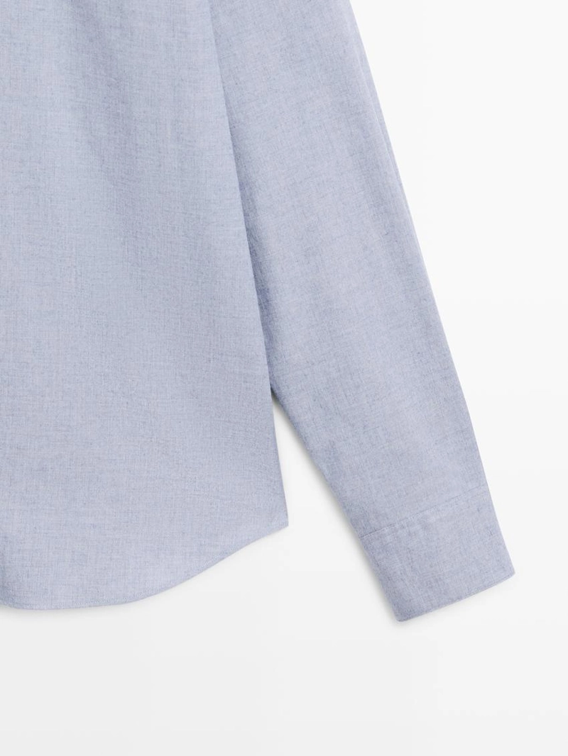 Рубашка из меланжированного хлопкового полотна с регулярной посадкой