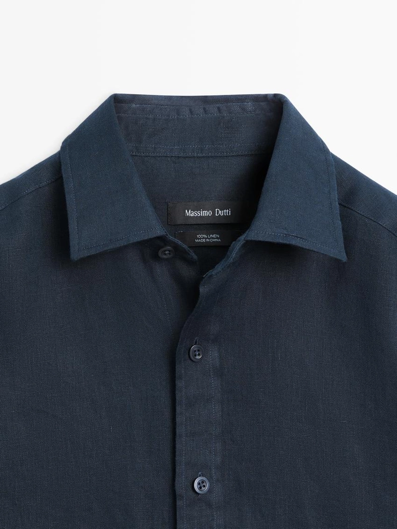 Рубашка из 100% льна в классическом крое