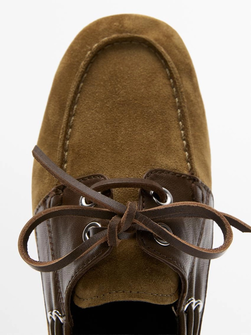 Туфли на палубу из контрастной кожи