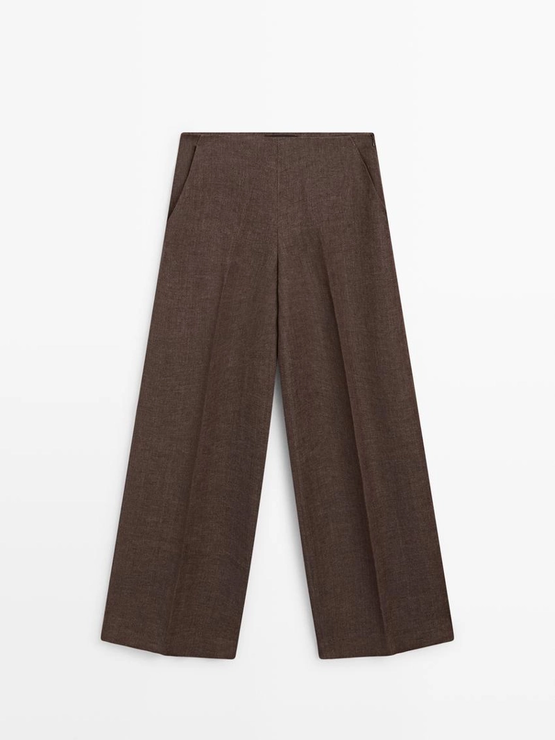 Брюки для костюма из льна с линейками