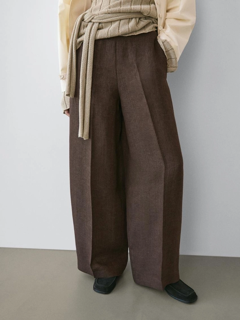 Брюки для костюма из льна с линейками