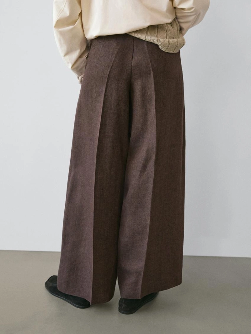 Брюки для костюма из льна с линейками