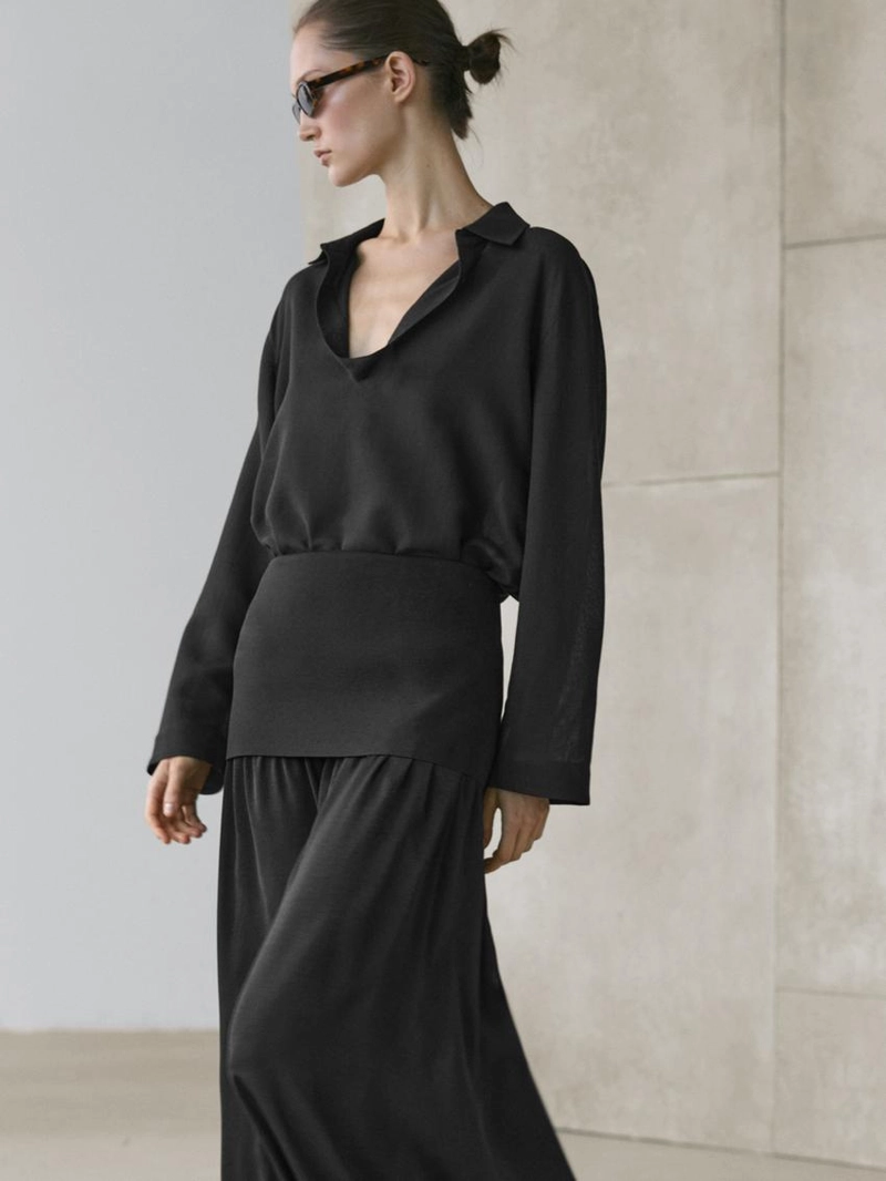 Рубашка с кружевной хлопковой блузкой v-образного выреза