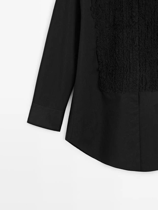 Рубашка с застежкой на биб-листочке и вышивкой- Заказать в России